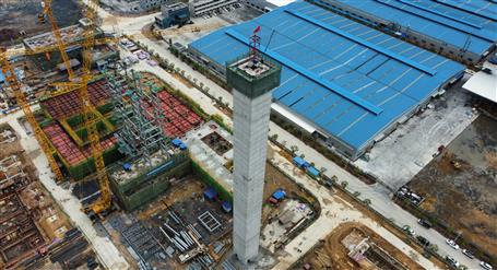 80米高煙囪、提前14天封頂！